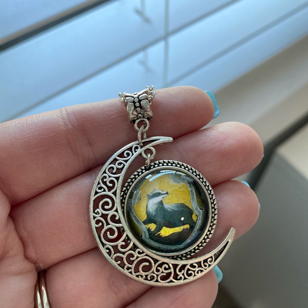 NWOT Hufflepuff Crescent Moon Necklace